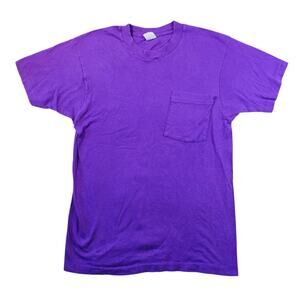 80s fruit of the loom purple pocket tee